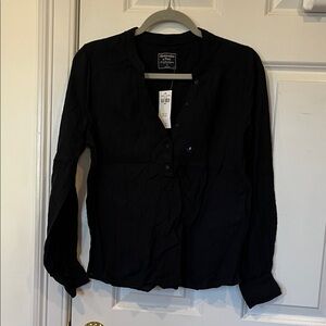 Abercrombie & Fitch Black Long Sleeve Henley Top